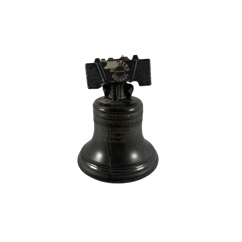 Michter's Whiskey Decanter Liberty Bell Black Ceramic Vintage 4/5 Quart Good
